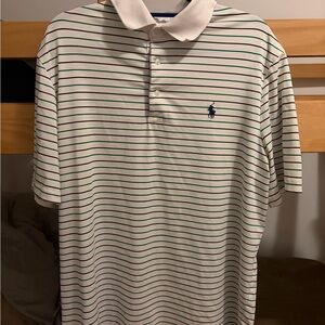 Polo by Ralph Lauren Men's White Shirt with Green and Blue Stripes